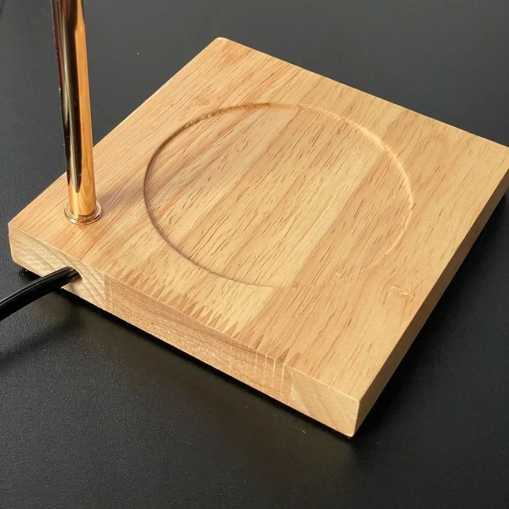 Elegant Candle Warmer Lamp w/Adjustable Brightness Stylish Wood, Metal & Glass - Picture 12 of 13